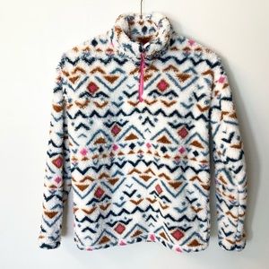 Eddie Bauer 1/4 Zip Fleece Pullover - Geo Print - XS